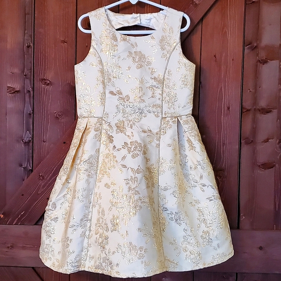 The Children's Place Cream & Gold Holiday Dress Size 6X/7
